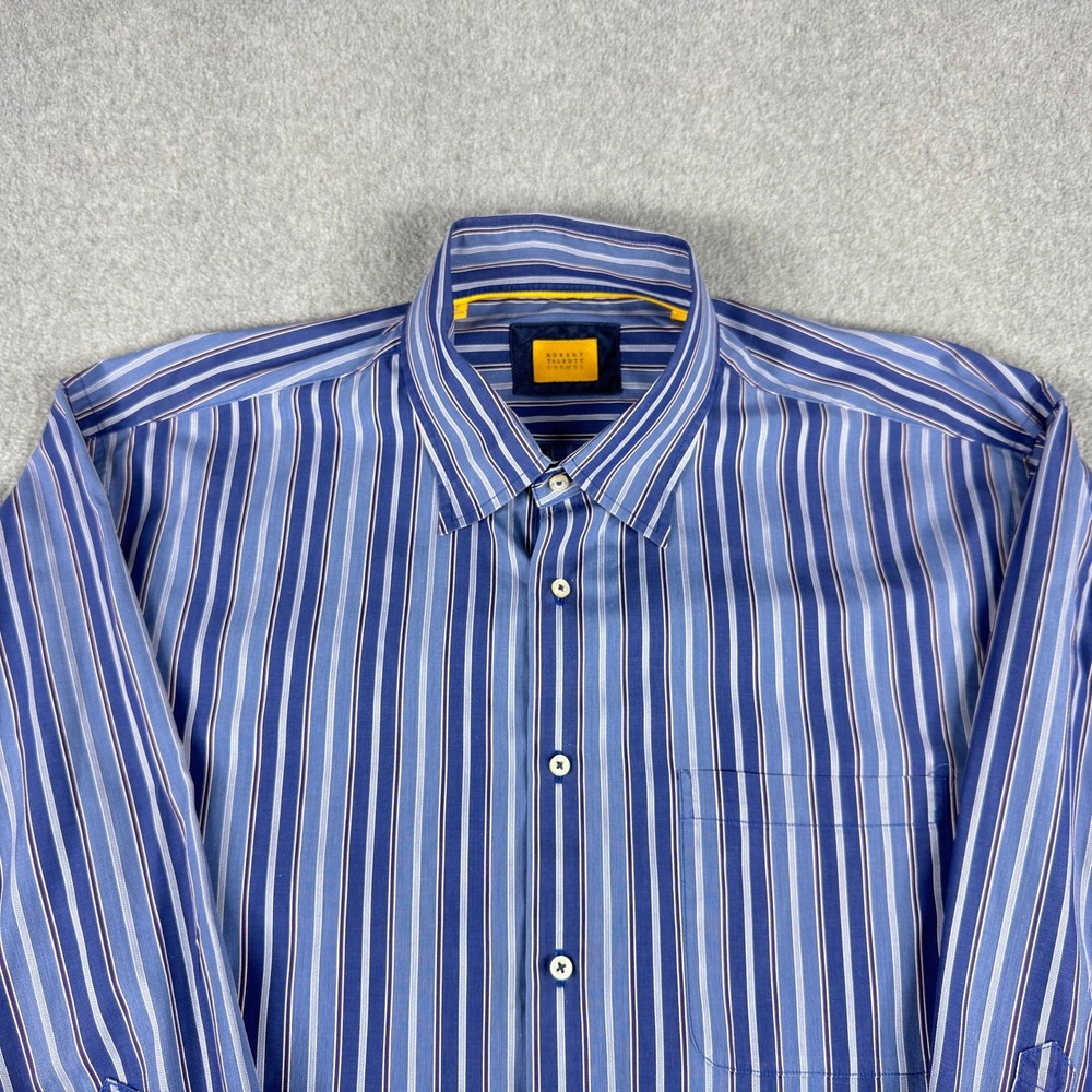Robert Talbott Carmel Men's XXL Blue Stripe Dress Shirt Long Sleeve
